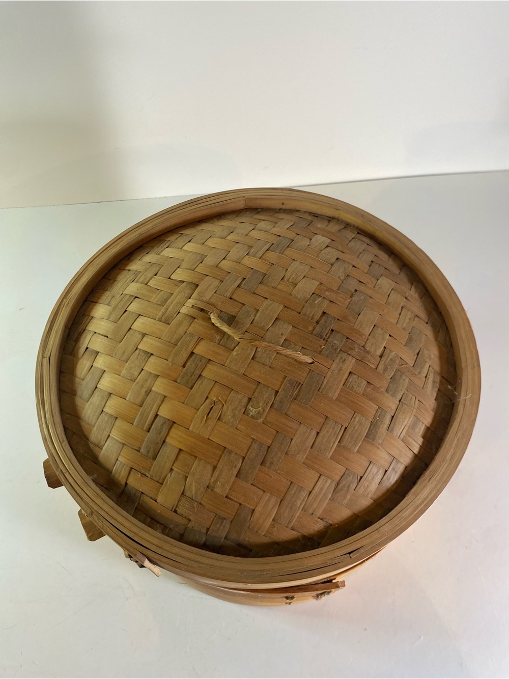 Vintage Covered 2-Tier Bamboo Steamer Basket With Handles 9” Diameter - Picture 6 of 12